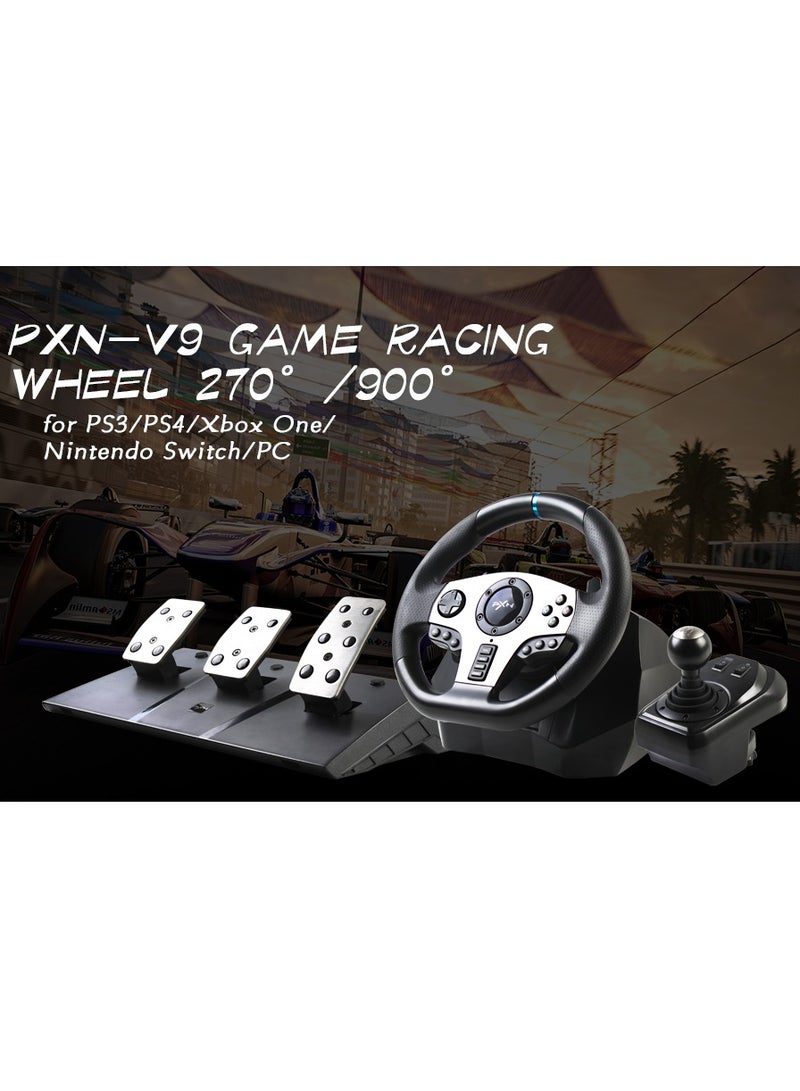 PXN - Racing Wheel Dual-Motor Feedback Driving with Pedals and Shifter for PS4, PC, Xbox One, Xbox Series S/X, and Nintendo Switch - Image 1