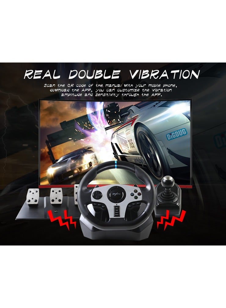 PXN - Racing Wheel Dual-Motor Feedback Driving with Pedals and Shifter for PS4, PC, Xbox One, Xbox Series S/X, and Nintendo Switch - Image 1