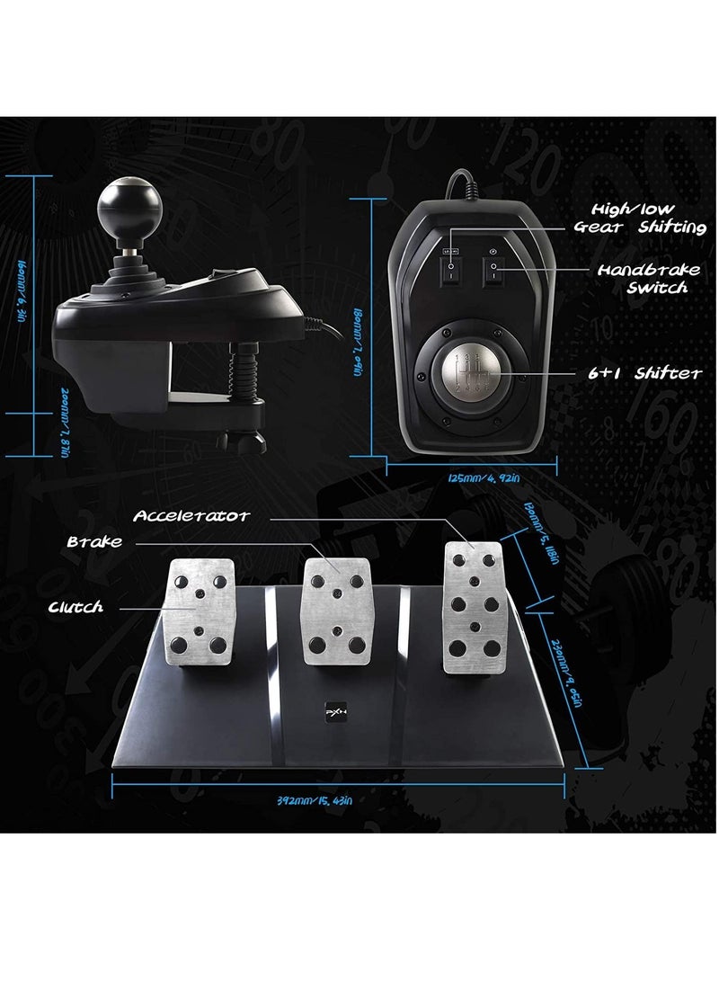 PXN - Racing Wheel Dual-Motor Feedback Driving with Pedals and Shifter for PS4, PC, Xbox One, Xbox Series S/X, and Nintendo Switch - Image 1