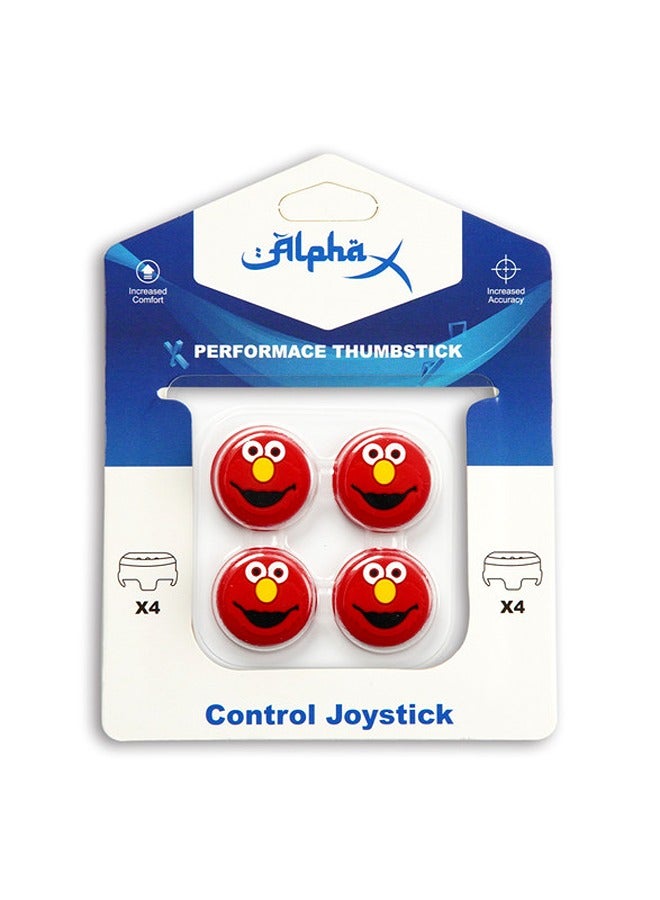 Alpha X 4-Piece Performance Thumbstick Grip Elmo Theme Set for PS4/PS5 Controllers - Image 1