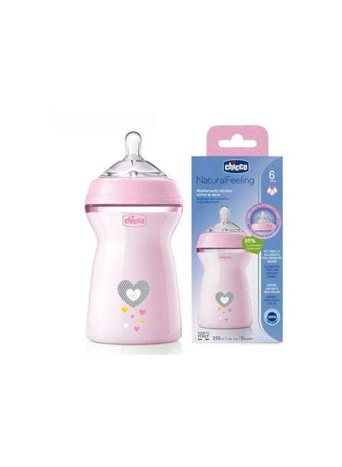 Chicco NaturalFeeling PP Bottle +6M 330ml Pink