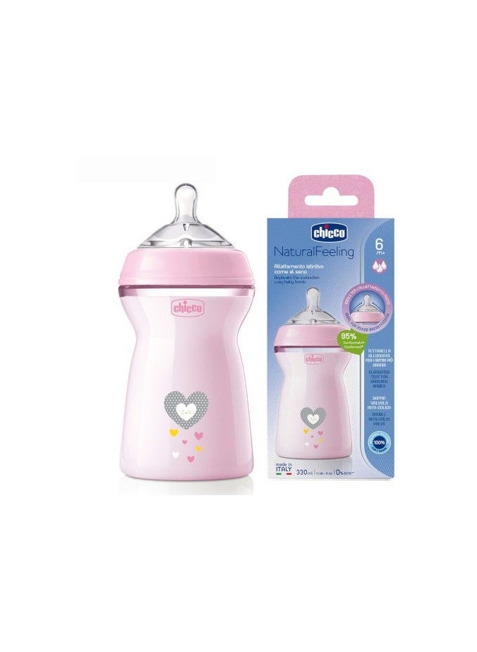 شيكو زجاجة شيكو ناتشورال فيلينج PP +6 أشهر، 330 مل، وردي