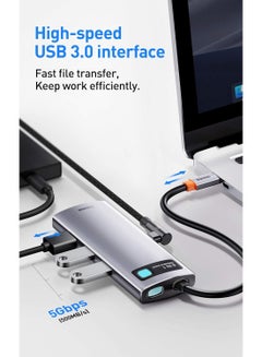 Baseus 6-In-1 USB C Hub, Type C Hub To 4K/30Hz HDMI Adapter With 100W Power Delivery Grey1  - Image 4