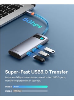 Baseus USB C Hub Multiport Adapter With 4K@60Hz HDMI, USB C Dock 7 In 1 With 100W Charging, 3 USB-A 5Gbps, TF/SD Card Reader, USB Hub For Laptop Compatible For Windows/Mac/iPad/Steam Deck/Rog Ally Grey02  - Image 5