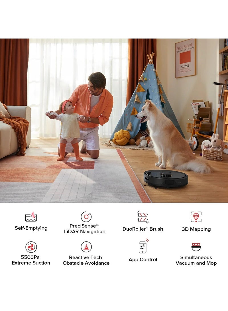 roborock - Q8  Robot Vacuum And Mop, Self-Emptying, Hands-Free Cleaning For Up To 7 Weeks, Reactive Tech Obstacle Avoidance, 5500 Pa Suction, DuoRoller Brush, APP-Controlled Mopping 2.5 L 69 W Q8 MAX+ Black - Image 1