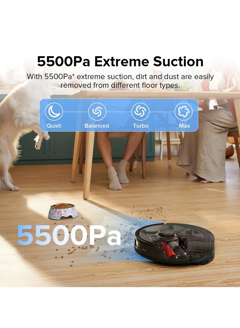 roborock - Q8  Robot Vacuum And Mop, Self-Emptying, Hands-Free Cleaning For Up To 7 Weeks, Reactive Tech Obstacle Avoidance, 5500 Pa Suction, DuoRoller Brush, APP-Controlled Mopping 2.5 L 69 W Q8 MAX+ Black - Image 1