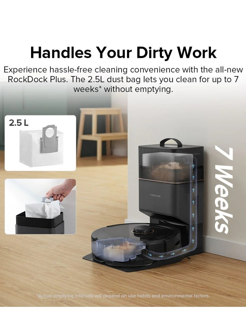 roborock - Q8  Robot Vacuum And Mop, Self-Emptying, Hands-Free Cleaning For Up To 7 Weeks, Reactive Tech Obstacle Avoidance, 5500 Pa Suction, DuoRoller Brush, APP-Controlled Mopping 2.5 L 69 W Q8 MAX+ Black - Image 1