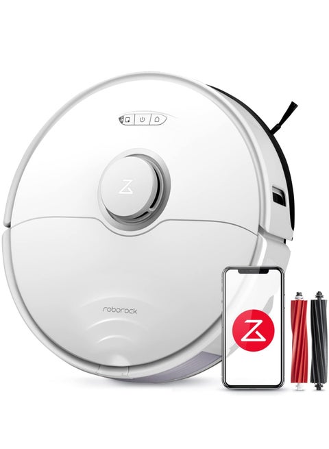 Robotic Vacuum Cleaner With Dual Brush And 6000Pa Suction And 3D Structured Light Obstacle Avoidance Robot Vacuum Compatible With Alexa For Pet Hair 300 ml 69 W S8 White White