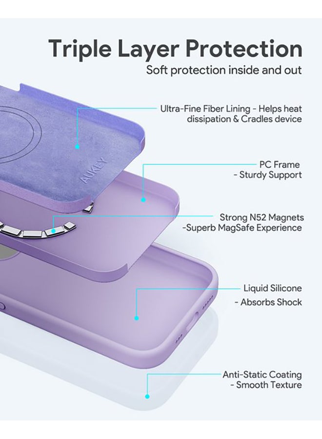 Aukey Magnetic Hrd-Shell Phone Case For iPhone 15 Pro Lilac  - Image 3