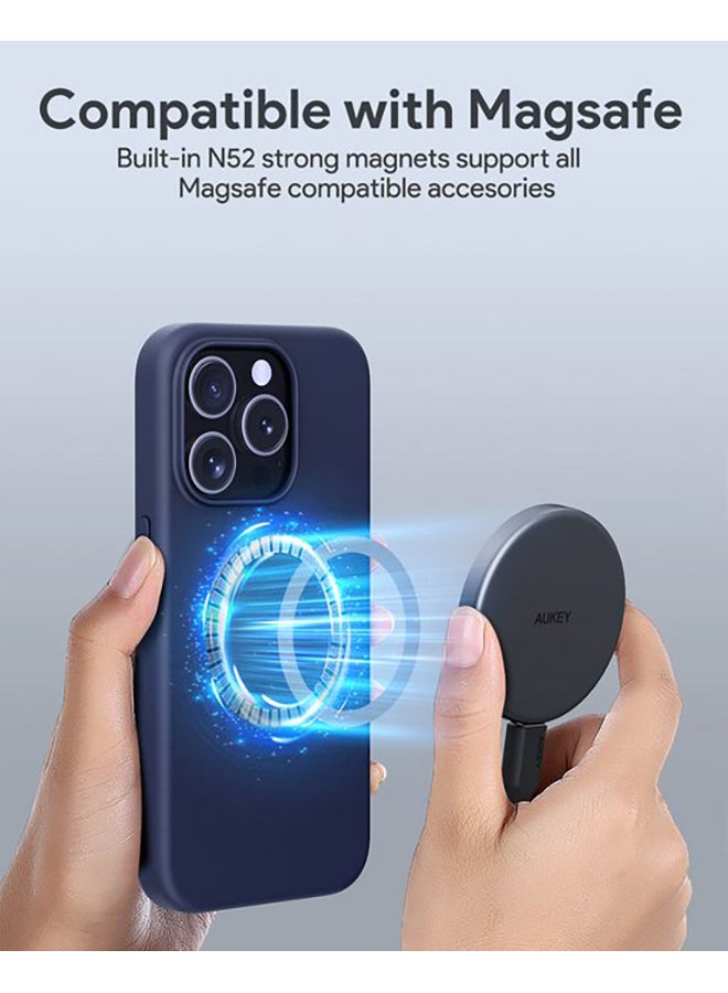 Aukey - Magnetic Hrd-Shell Phone Case For iPhone 15 Pro Blue - Image 1