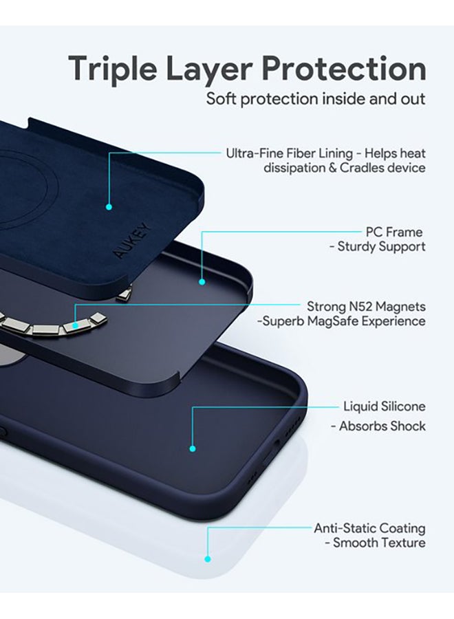 Aukey - Magnetic Hrd-Shell Phone Case For iPhone 15 Pro Blue - Image 1