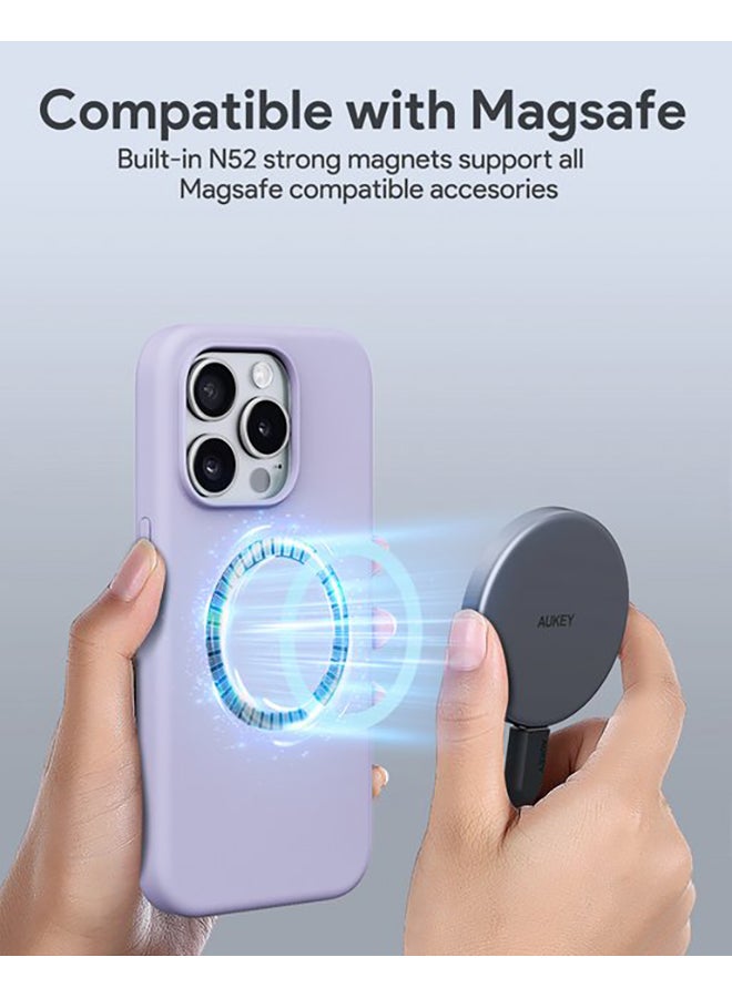 Aukey - Magnetic Hrd-Shell Phone Case For iPhone 15 Plus Lilac - Image 1