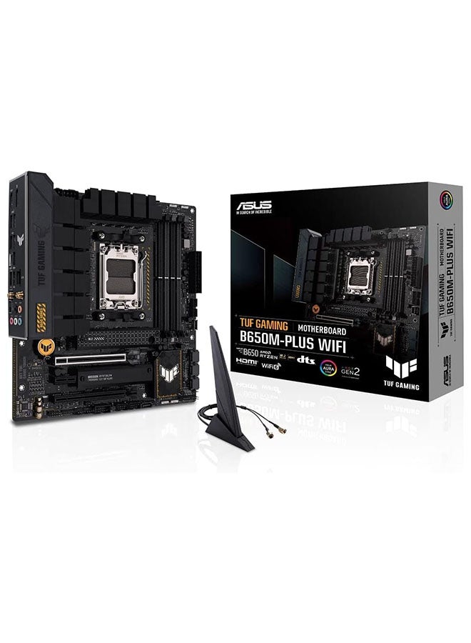 TUF Gaming B650M-Plus Wifi DDR5 Micro ATX Motherboard, AMD Socket AM5, B650 Chipset, 2.5Gb Ethernet, Bluetooth, WiFi 6E 5GHz, Max 128GB 4xDIMM Memory, PCIe 4.0x16, 2xM.2 Slot Black - pnsku/N70017198V/45/_/1698317392/d305b695-bc02-49a1-a9b2-0e1ab167f097