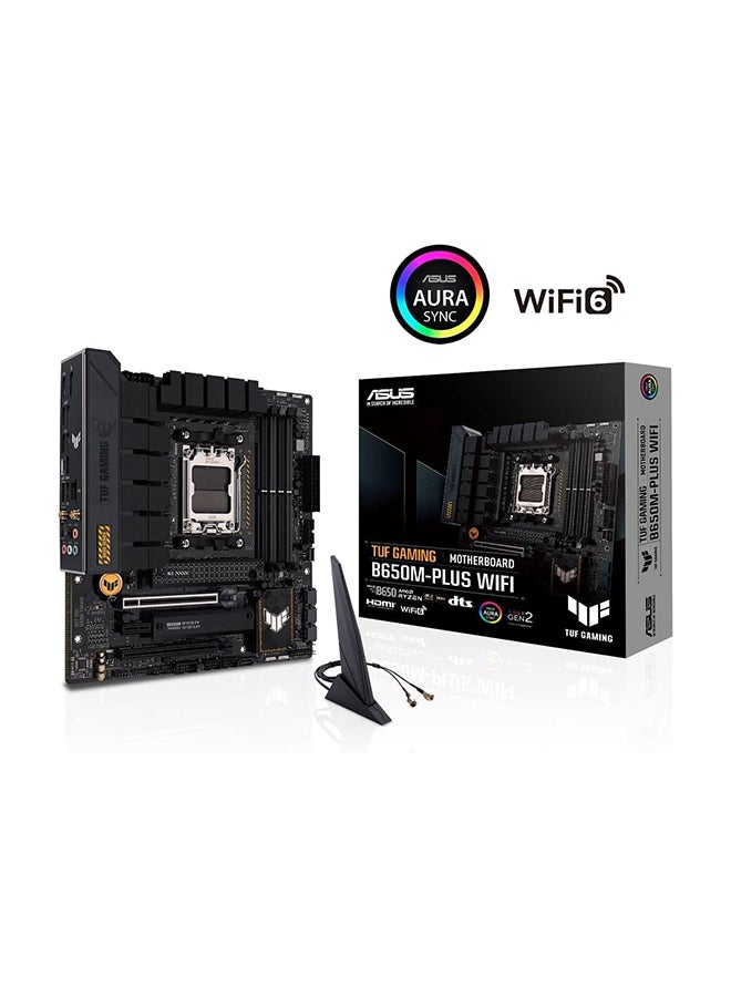 TUF Gaming B650M-Plus Wifi DDR5 Micro ATX Motherboard, AMD Socket AM5, B650 Chipset, 2.5Gb Ethernet, Bluetooth, WiFi 6E 5GHz, Max 128GB 4xDIMM Memory, PCIe 4.0x16, 2xM.2 Slot Black - pnsku/N70017198V/45/_/1698317393/84ba9ec7-f8a3-43bc-8f75-bfd9f6d5c04a