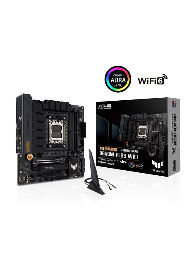 ASUS - TUF Gaming B650M-Plus Wifi DDR5 Micro ATX Motherboard, AMD Socket AM5, B650 Chipset, 2.5Gb Ethernet, Bluetooth, WiFi 6E 5GHz, Max 128GB 4xDIMM Memory, PCIe 4.0x16, 2xM.2 Slot Black - Image 1