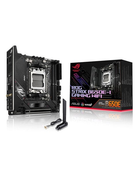 ROG STRIX B650E-I GAMING Wi-Fi AM5 Mini-ITX Motherboard, AMD B650 Chipset, 2 CH 2x DDR5 DIMM, 64GB Max Memory, Wi-Fi 6E/2.5Gb Eth/ BT v5.2, 1x PCIe 5.0 x16, 1xHDMI, 1xUSB3.2 | 90MB1BI0-M0EAY0 Black