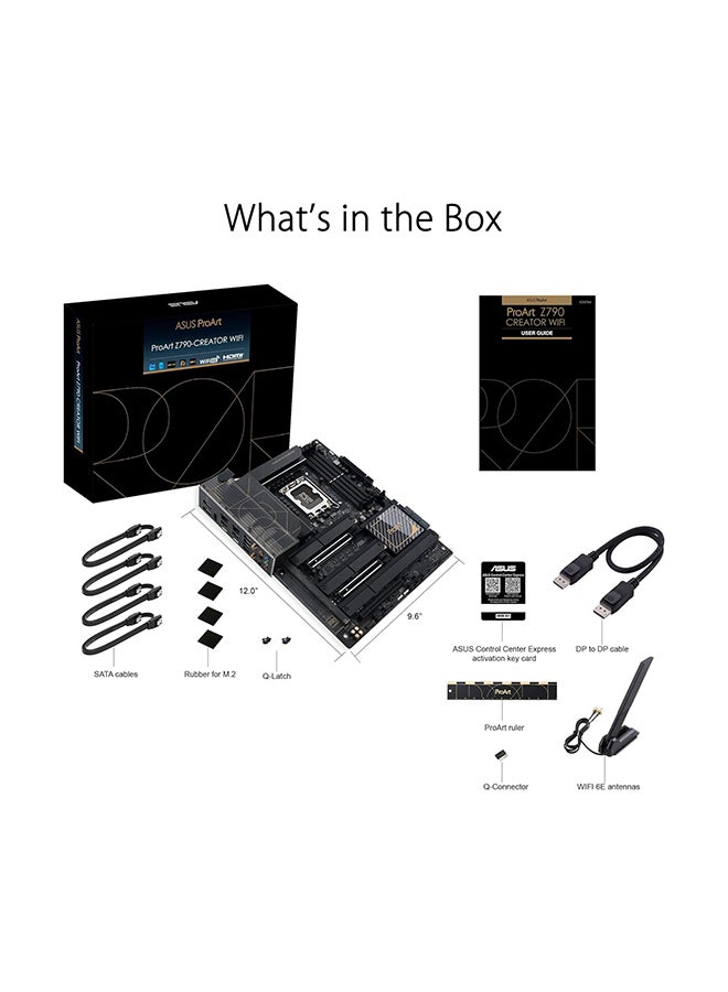 ASUS - ProArt Z790-CREATOR WIFI LGA1700 ATX Motherboard, Intel Z790 Chipset, 4 x DDR5 DIMM, 192GB Max Memory, WiFi 6E 6GHz, 10Gb Ethernet, 1 x PCIe 4.0 x16, 1 x HDMI, 2 DP, 6x USB 3.2 | 90MB1DV0-M0EAY0 Black - Image 1