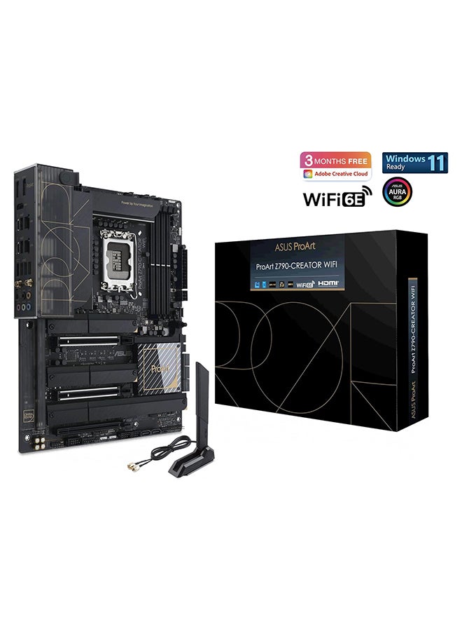 ASUS - ProArt Z790-CREATOR WIFI LGA1700 ATX Motherboard, Intel Z790 Chipset, 4 x DDR5 DIMM, 192GB Max Memory, WiFi 6E 6GHz, 10Gb Ethernet, 1 x PCIe 4.0 x16, 1 x HDMI, 2 DP, 6x USB 3.2 | 90MB1DV0-M0EAY0 Black - Image 1
