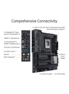 ASUS ProArt Z790-CREATOR WIFI LGA1700 ATX Motherboard, Intel Z790 Chipset, 4 x DDR5 DIMM, 192GB Max Memory, WiFi 6E 6GHz, 10Gb Ethernet, 1 x PCIe 4.0 x16, 1 x HDMI, 2 DP, 6x USB 3.2 | 90MB1DV0-M0EAY0 Black  - Image 3