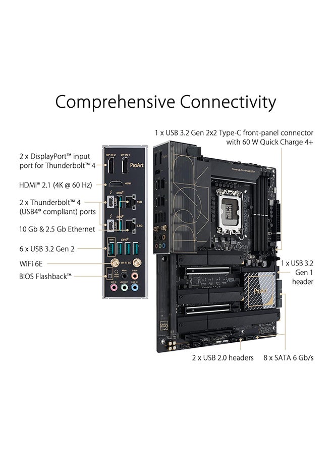 ASUS - ProArt Z790-CREATOR WIFI LGA1700 ATX Motherboard, Intel Z790 Chipset, 4 x DDR5 DIMM, 192GB Max Memory, WiFi 6E 6GHz, 10Gb Ethernet, 1 x PCIe 4.0 x16, 1 x HDMI, 2 DP, 6x USB 3.2 | 90MB1DV0-M0EAY0 Black - Image 1