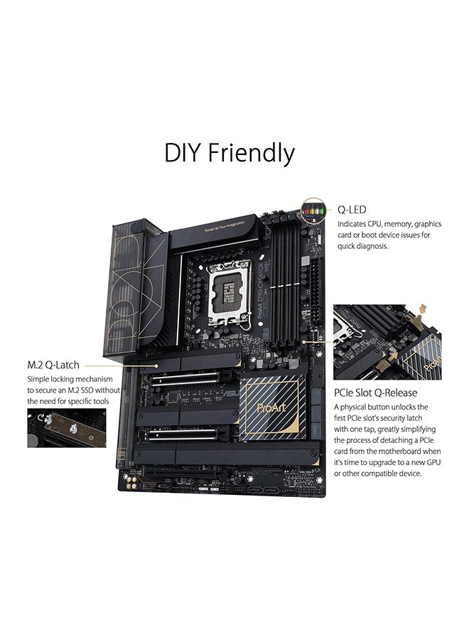 ASUS - ProArt Z790-CREATOR WIFI LGA1700 ATX Motherboard, Intel Z790 Chipset, 4 x DDR5 DIMM, 192GB Max Memory, WiFi 6E 6GHz, 10Gb Ethernet, 1 x PCIe 4.0 x16, 1 x HDMI, 2 DP, 6x USB 3.2 | 90MB1DV0-M0EAY0 Black - Image 1