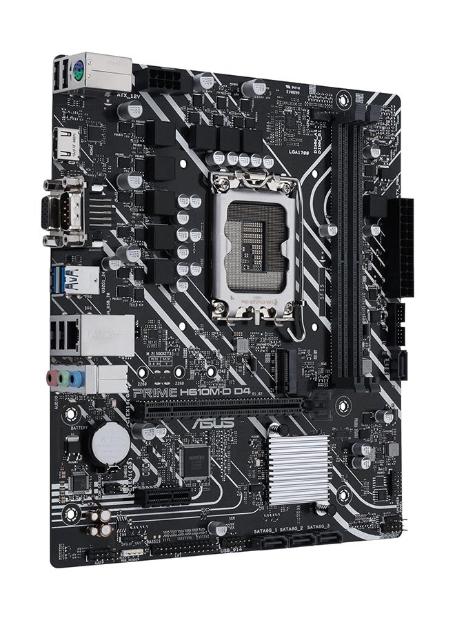 ASUS Prime H610M-D D4 Mic ATX Motherboard, LGA 1700 Socket, DDR4 Support, PCIe 4.0, M.2 Slot, 1Gb Ethernet, HDMI, D-Sub, USB 3.2 Gen, SATA 6 Gbps, COM Port, LPT / RGB Header | 90MB1A00-M0EAY0 Black  - Image 4