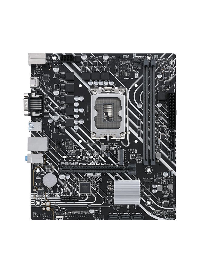 ASUS Prime H610M-D D4 Mic ATX Motherboard, LGA 1700 Socket, DDR4 Support, PCIe 4.0, M.2 Slot, 1Gb Ethernet, HDMI, D-Sub, USB 3.2 Gen, SATA 6 Gbps, COM Port, LPT / RGB Header | 90MB1A00-M0EAY0 Black  - Image 3