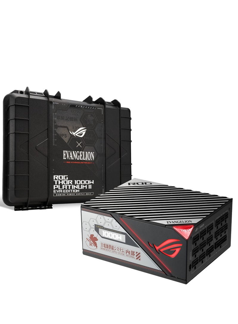ASUS ROG Thor 1000W Platinum II EVA Edition, (1000Watt, FullyModular Power Supply, 80+Platinum,Lambda A++Certified,ROG heatsinks,135mm PWM fan, 0dB Mode,OLED Panel,Sleeved Cables,AuraSync BLACK,SILVER,RED  - Image 1