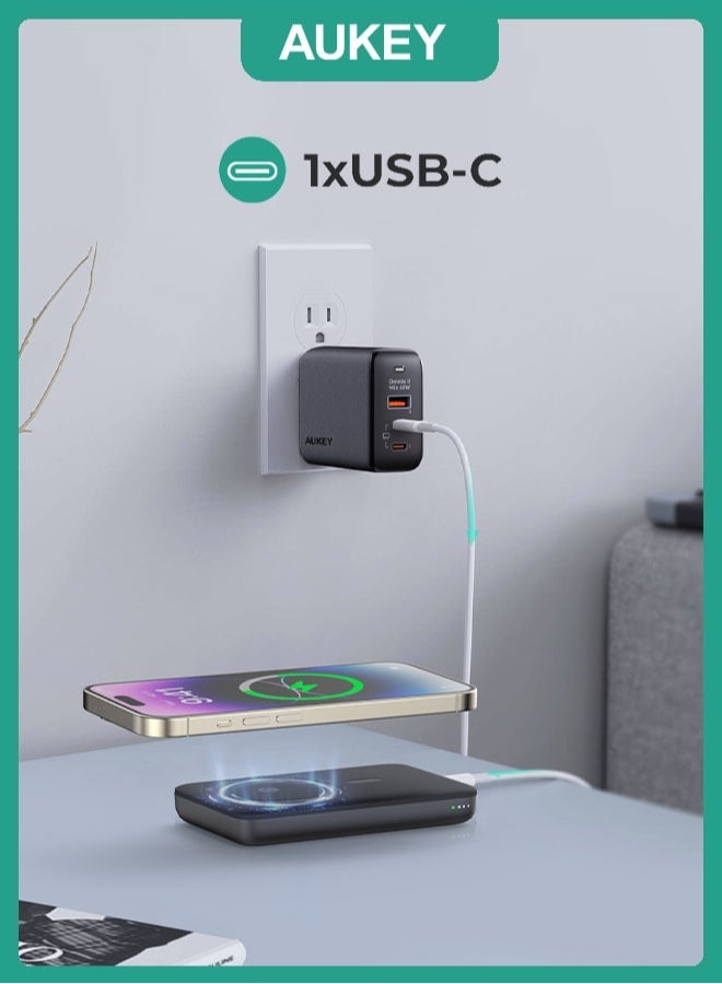 Aukey Magnetic Wireless Charging Power Bank 20W PD with foldable Stand Gray - Image 4