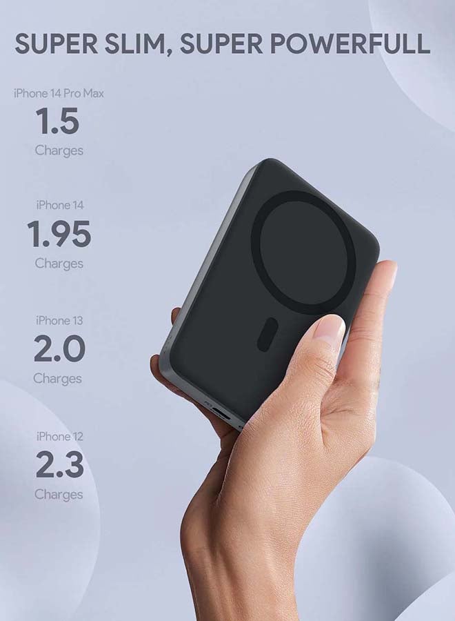 Aukey - 10000 mAh Magnetic Wireless Charging Power Bank With 30W PD Gray - Image 1