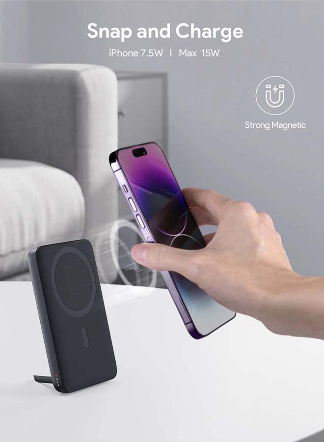 Aukey - 10000 mAh Magnetic Wireless Charging Power Bank With 30W PD Gray - Image 1