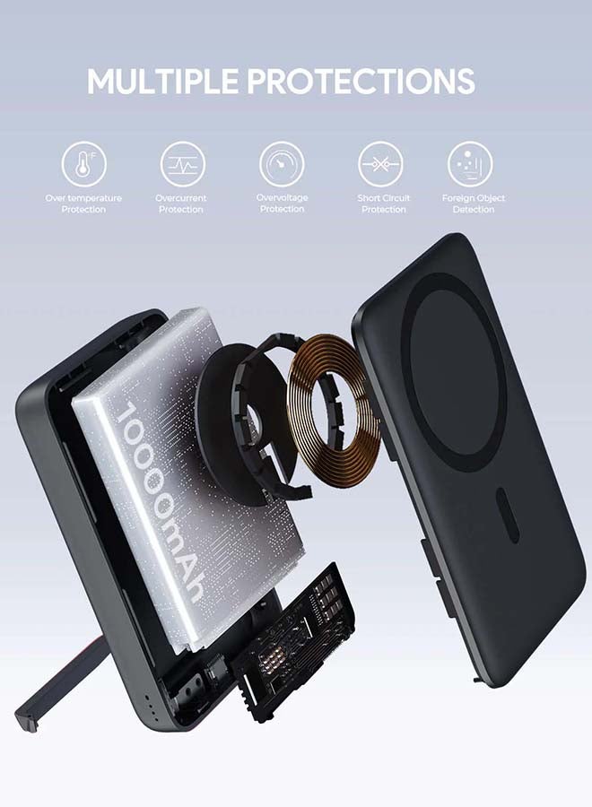 Aukey - 10000 mAh Magnetic Wireless Charging Power Bank With 30W PD Gray - Image 1