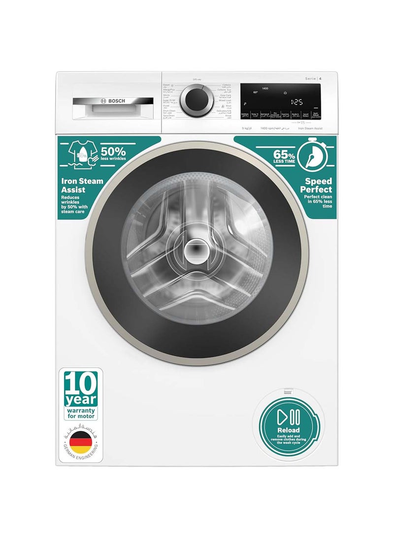 BOSCH 9Kg Free-Standing Washing Machine, Series 4, Front Loader 1400 rpm, Touch control buttons, 1 Year Manufacturer Warranty, 2300 W, WGA14400GC, White 9 kg 2300 W WGA14400GC White - Image 1