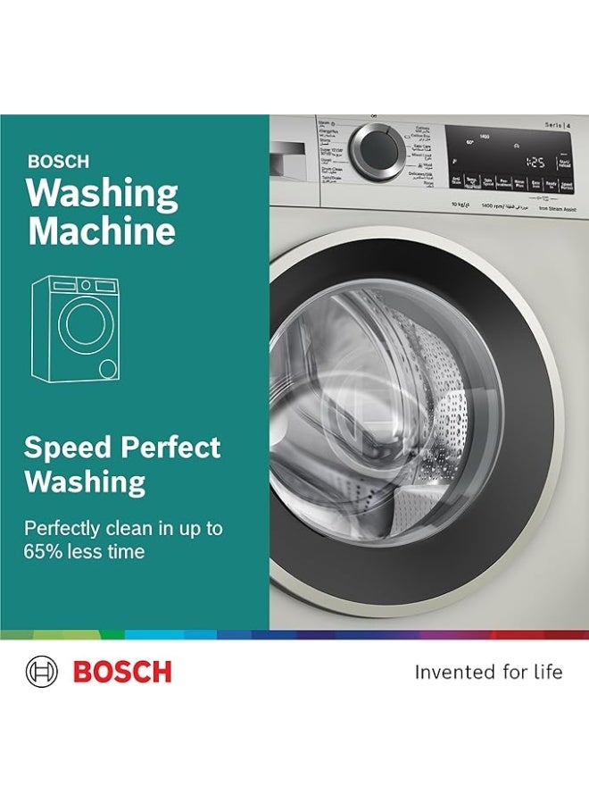BOSCH 10 kg Front Load Washing Machine, with AntiStain, EcoSilence Drive - Efficient and Extra Silent, German Engineering, Series 4, 2300 W, WGA2540XGC Silver 10 kg 2300 W WGA2540XGC Silver - Image 5