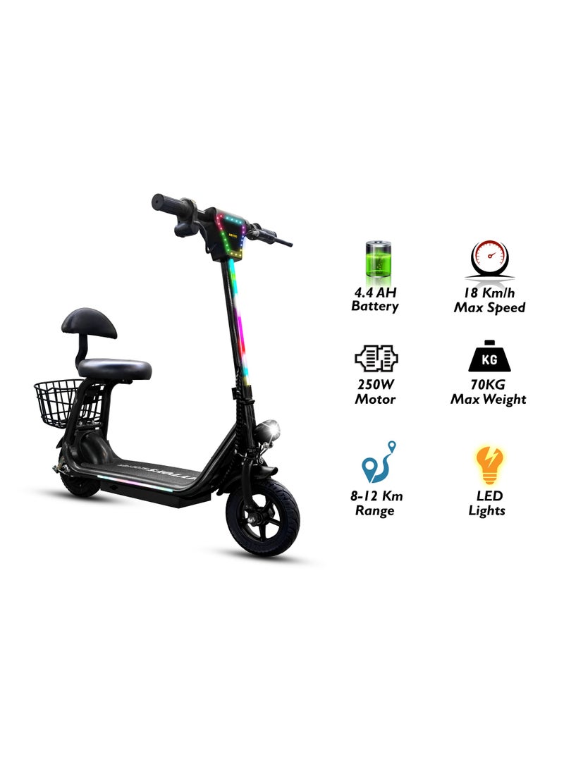 MYTOYS MT390 2025 Kids Electric Scooter With Seat Led Light On Handle And Deck, Bluetooth Speaker, Key Start,250W Brushless Motor Three Speed Modes 18Km/H Electric Scooter For Kids - Image 1
