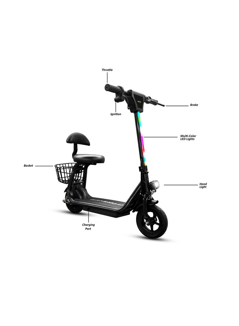 MYTOYS MT390 2025 Kids Electric Scooter With Seat Led Light On Handle And Deck, Bluetooth Speaker, Key Start,250W Brushless Motor Three Speed Modes 18Km/H Electric Scooter For Kids - Image 3