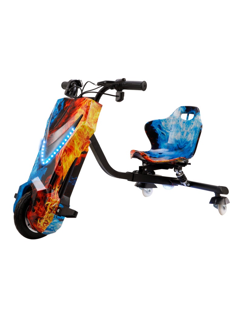 MYTOYS Mytoys 36V Drifting Scooter 3 Wheel Electric Scooter - 3 Driving Modes- Bluetooth- Speaker- Lights - Shock Absorber Safety Gears Speed Up To 20KM/h (Fire Blue)  - Image 1