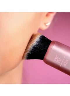 REAL TECHNIQUES 3-In-1 Brush, Custom Slide For Bronzer And Contour Makeup, 3 Settings For Sheer, Medium, Or Focused Application, Travel-Sized Kabuki, Cruelty-Free Pink  - Image 3