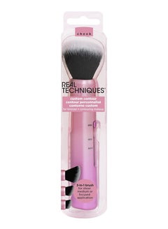 REAL TECHNIQUES 3-In-1 Brush, Custom Slide For Bronzer And Contour Makeup, 3 Settings For Sheer, Medium, Or Focused Application, Travel-Sized Kabuki, Cruelty-Free Pink  - Image 1