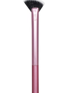 REAL TECHNIQUES Sheer Radiance Fan Makeup Brush, For Highlighter + Facial Oil Absorbing Powders, Create Face Glow, Cruelty Free Bristles, Aluminum Ferrules Pink  - Image 4