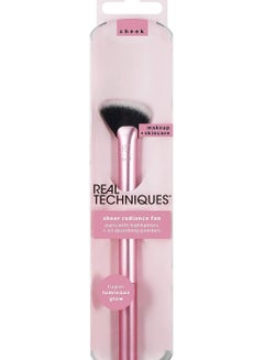 REAL TECHNIQUES Sheer Radiance Fan Makeup Brush, For Highlighter + Facial Oil Absorbing Powders, Create Face Glow, Cruelty Free Bristles, Aluminum Ferrules Pink  - Image 1