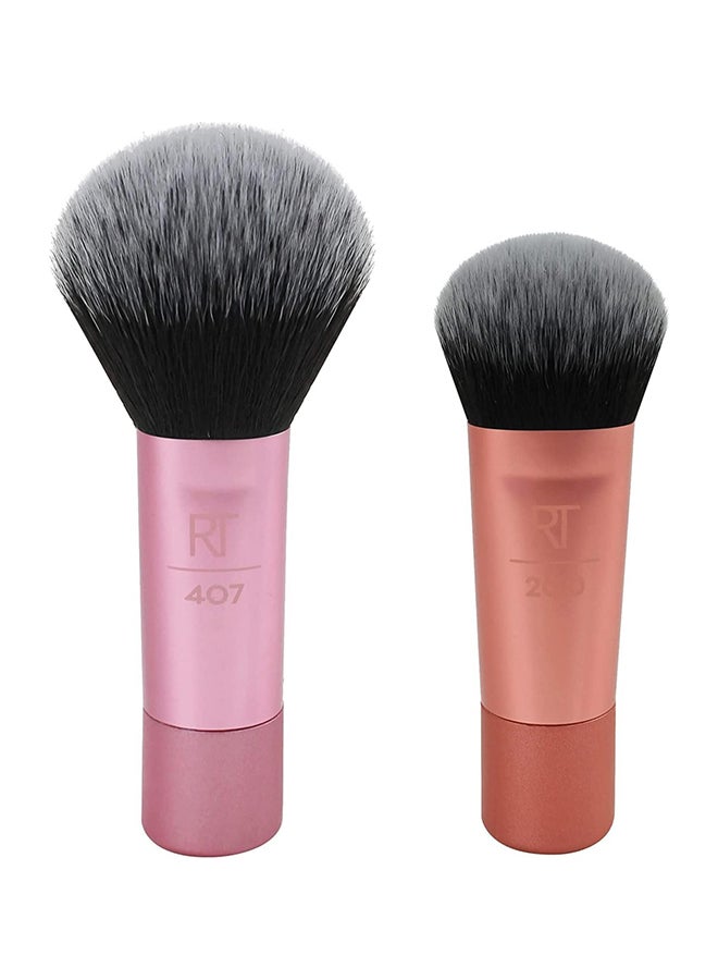 REAL TECHNIQUES Mini Brush Duo For Travel Size, For Loose Blush And Liquid Foundation Multicolour - Image 2