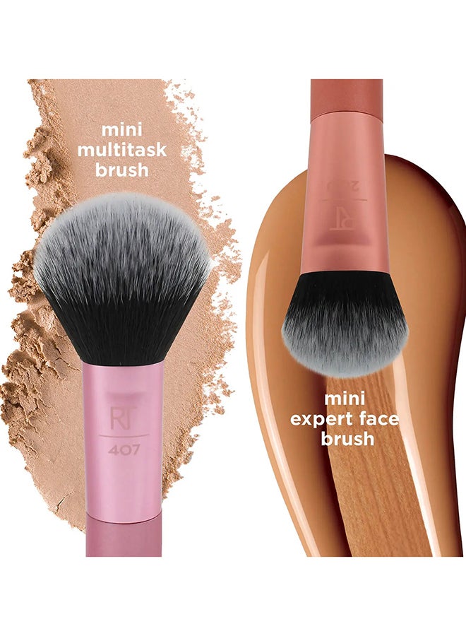 REAL TECHNIQUES Mini Brush Duo For Travel Size, For Loose Blush And Liquid Foundation Multicolour - Image 3