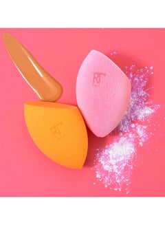 REAL TECHNIQUES Iconic Blend + Set Makeup Sponge Duo, Makeup Blending Sponges, For Liquid, Cream, & Powder, Cloud Skin, Powder Sponge & Foundation Sponge, Packaging May Vary Multicolour  - Image 2