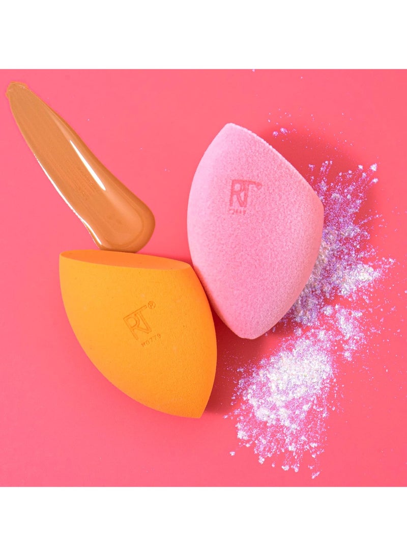 REAL TECHNIQUES Iconic Blend + Set Makeup Sponge Duo, Makeup Blending Sponges, For Liquid, Cream, & Powder, Cloud Skin, Powder Sponge & Foundation Sponge, Packaging May Vary Multicolour - Image 2
