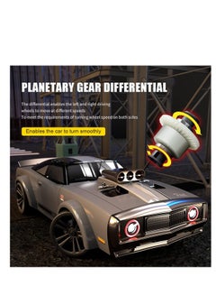 مايتويز سيارة التحكم عن بعد من Mytoys بمقياس 1/16 38 كم/ساعة عالية السرعة RC Drift Car للأطفال البالغين 4X4 على الطرق الوعرة الانجراف شاحنة سيارة العضلات، التحكم في السرعة والتوجيه سيارة سباق الانجراف مع 7 أوضاع زاوية عيون أضواء  - Image 5