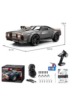 مايتويز سيارة التحكم عن بعد من Mytoys بمقياس 1/16 38 كم/ساعة عالية السرعة RC Drift Car للأطفال البالغين 4X4 على الطرق الوعرة الانجراف شاحنة سيارة العضلات، التحكم في السرعة والتوجيه سيارة سباق الانجراف مع 7 أوضاع زاوية عيون أضواء  - Image 1
