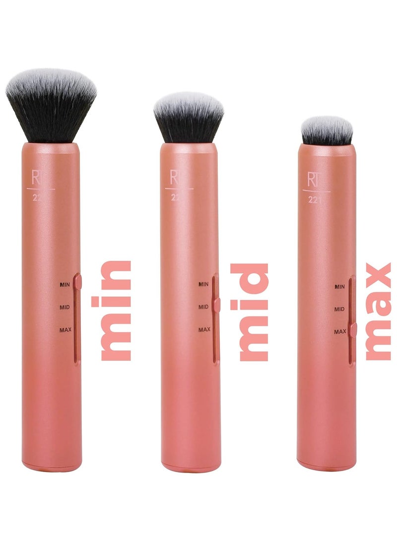 REAL TECHNIQUES - Custom Complexion Makeup Brush 3 In 1 Brush For Foundation And Concealer Orange - Image 1