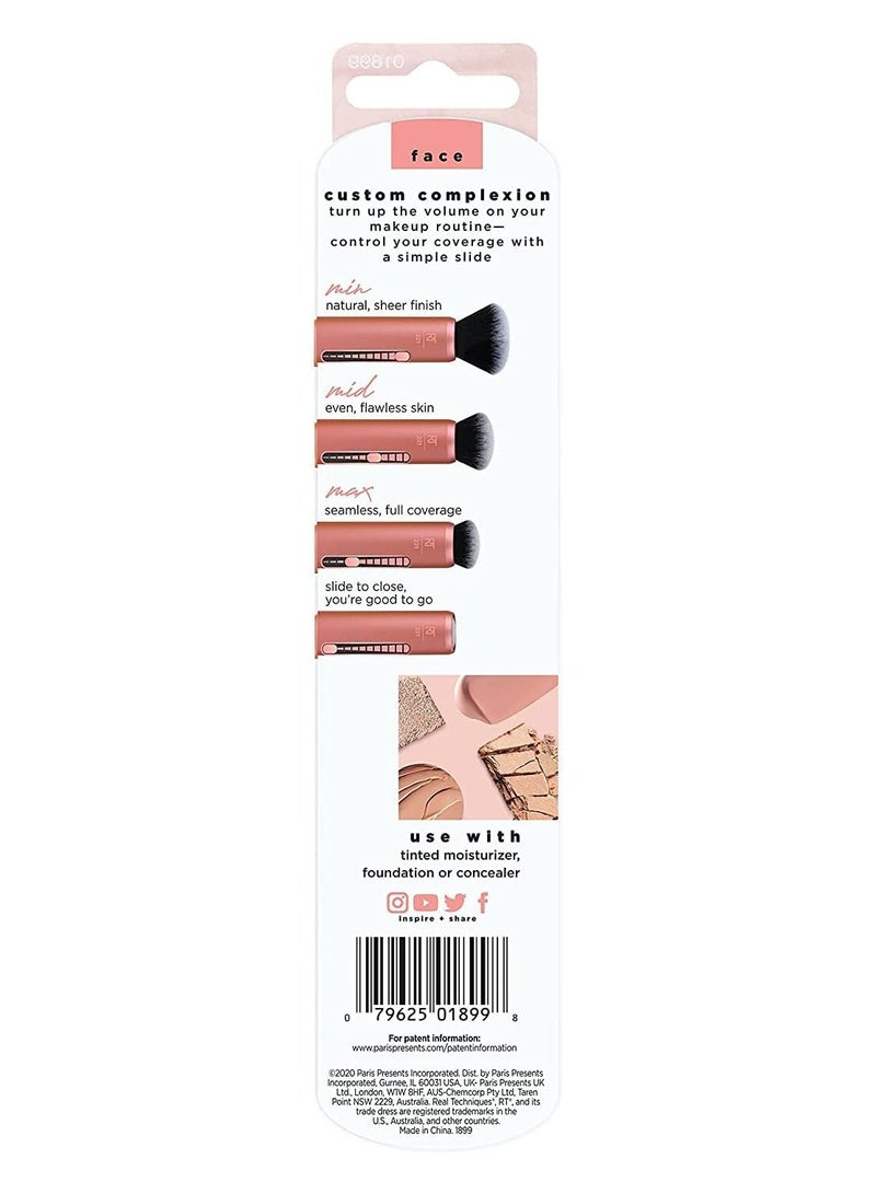 REAL TECHNIQUES - Custom Complexion Makeup Brush 3 In 1 Brush For Foundation And Concealer Orange - Image 1