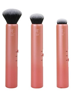 REAL TECHNIQUES Custom Complexion Makeup Brush 3 In 1 Brush For Foundation And Concealer Orange  - Image 1